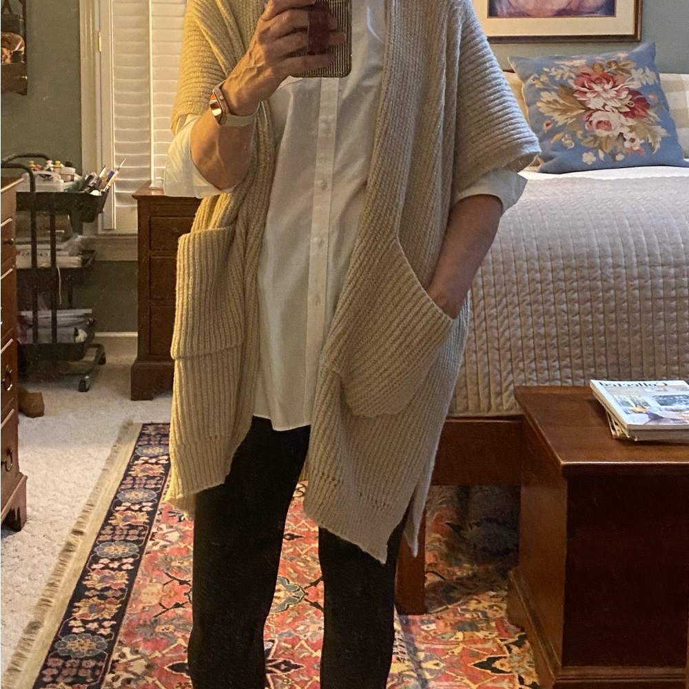 Time and Tru Tan Open-Front Poncho
